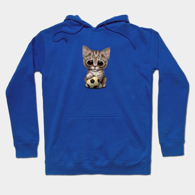 Cute Kitten With Football Soccer Ball Hoodie by jeffbartels